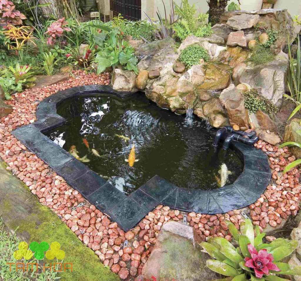 Hồ cái Koi Mini thác nước có trải sỏi