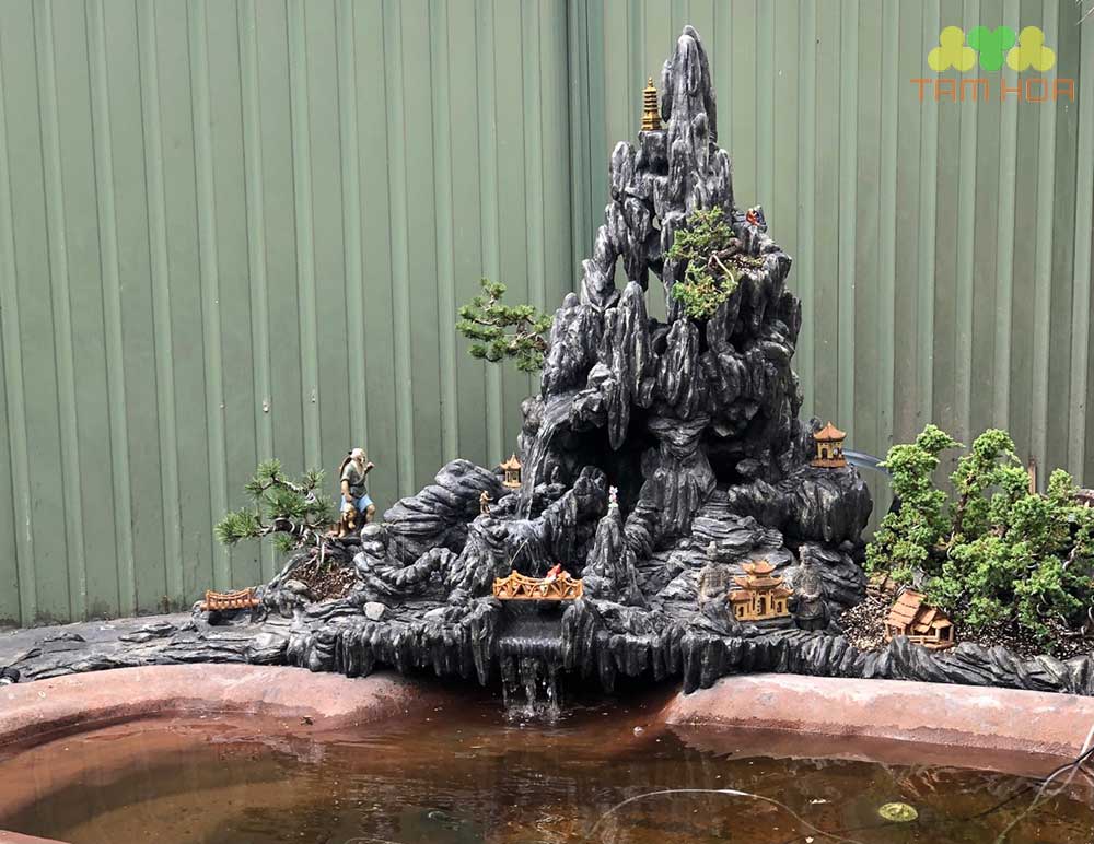 Hòn non bộ mini có thác nước