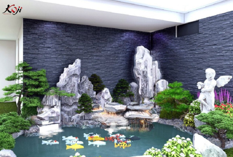 Tổng hợp các mẫu hồ cá koi hình bán nguyệt đẹp