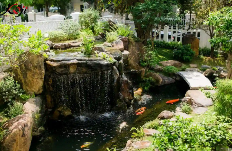 Tổng hợp các mẫu hồ cá koi hình bán nguyệt đẹp