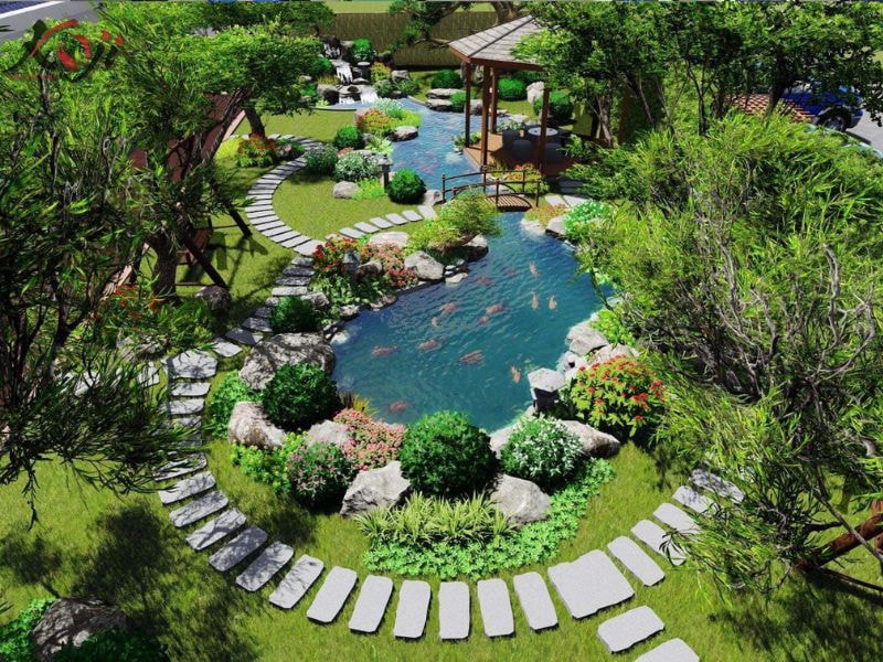 sỏi trang trí hồ cá Koi