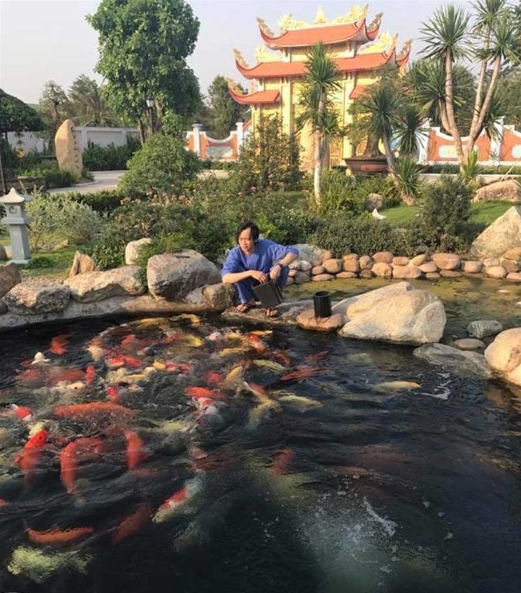 Hồ cá koi khủng tại nhà thờ Tổ của Nghệ sĩ Hoài Linh