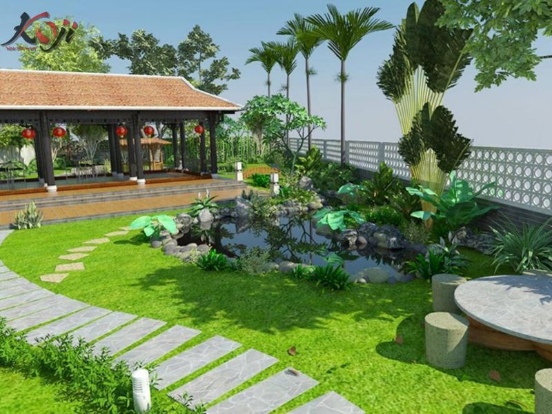 thiết kế đồi cỏ sân vườn