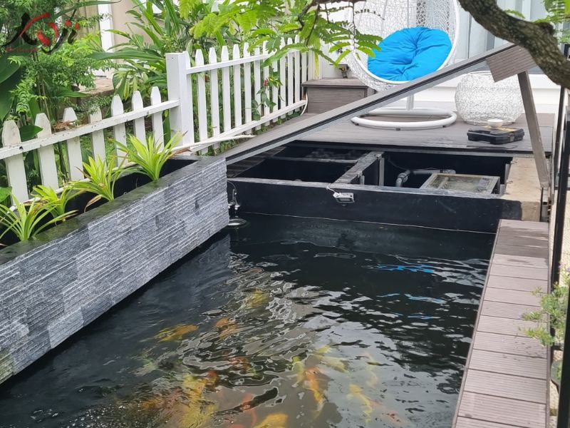 hồ cá nổi bọt trắng