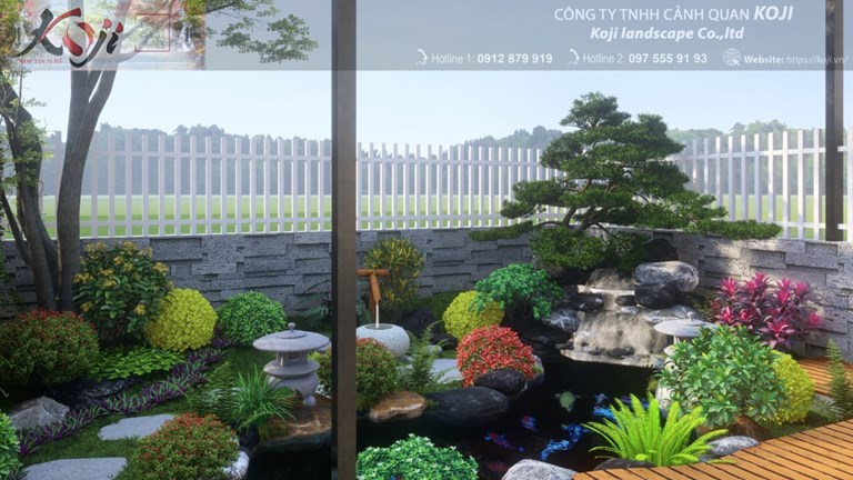 Vườn Nhật kết hợp hồ Koi siêu đẹp - Vinhomes Thăng Long