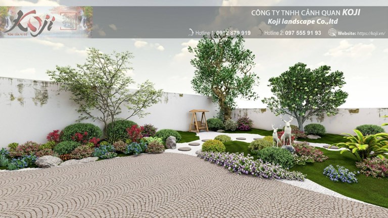 Thiết kế sân vườn lý tưởng cho ngoại cảnh biệt thự-Thanh Oai