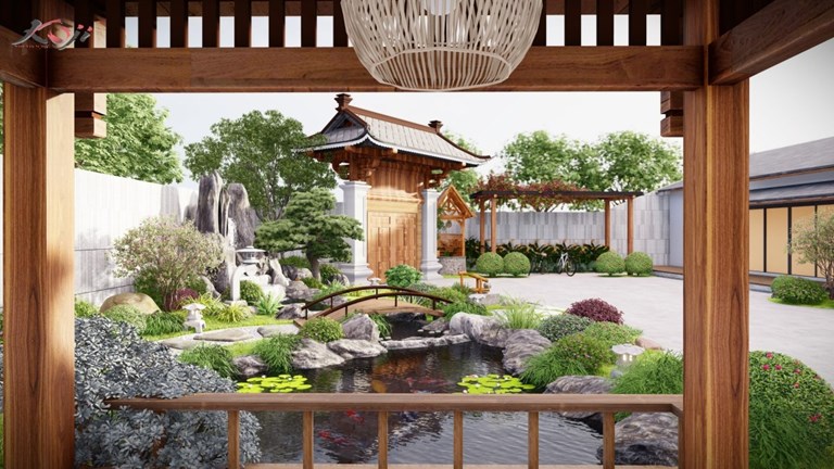 Thiết kế sân vườn cực phẩm kết hợp hai phong cách tại Phú Thọ