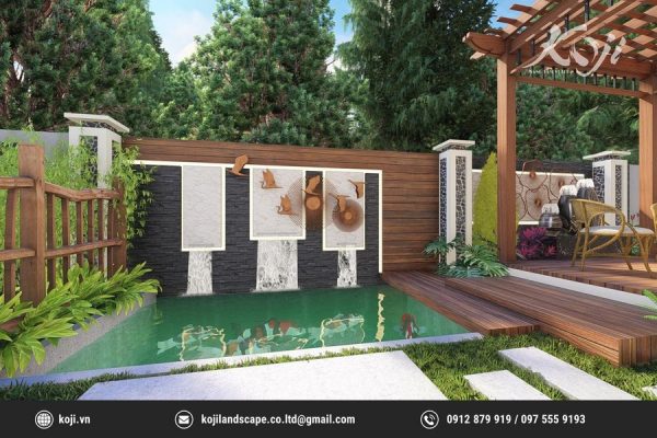 thiết kế 3d sân vườn Geleximco