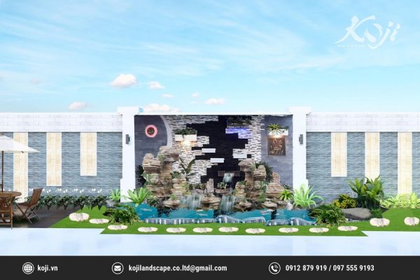 Thiết kế 3D sân vườn beietj thự hiện đại