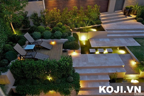 Sân vườn kết hợp ánh sáng