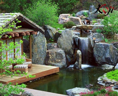 Sân vườn Nhật kết hợp tiểu cảnh thác nước