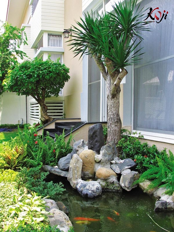 Thi công cảnh quan sân vườn hồ cá koi Quang Ninh